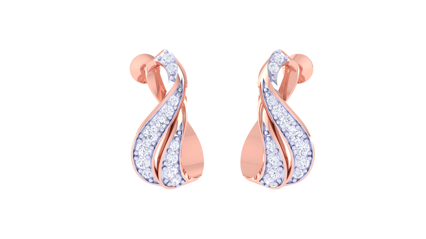 Flame Curve Stud Earrings In Dual Tone - 0.27 Ct Diamond Highlights