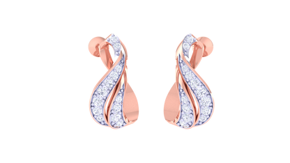 Flame Curve Stud Earrings In Dual Tone - 0.27 Ct Diamond Highlights