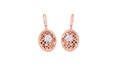 Floral Filigree Elegance Rose Gold Hoop Earrings  - 0.64 Ct Luminous Diamond