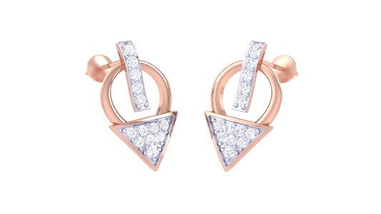 0.23 Ct - Trigon Bloom Diamond Stud Earrings In Gold