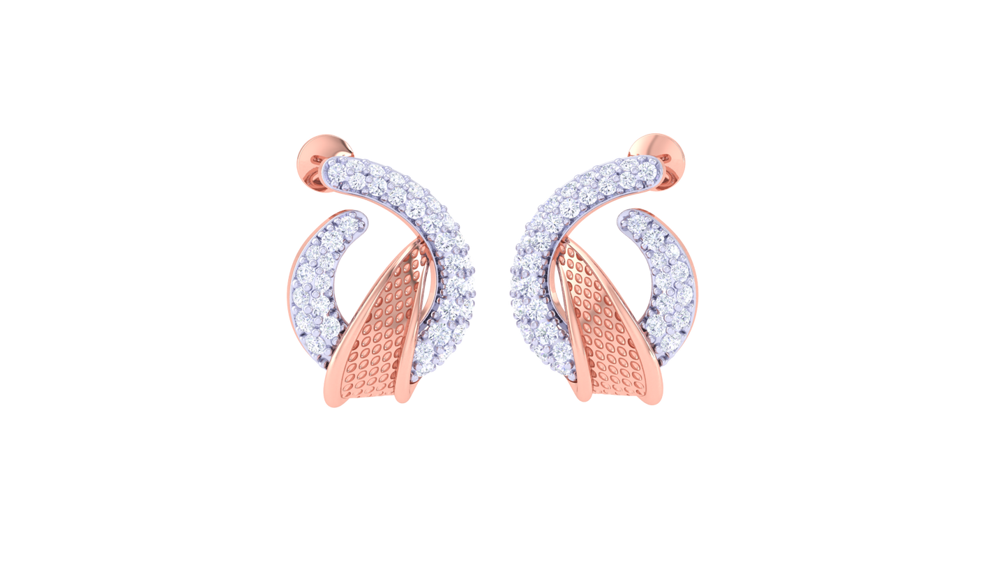 Curved Harmony Stud Earrings In Gold – 0.62 Ct Brilliant Cut Diamonds