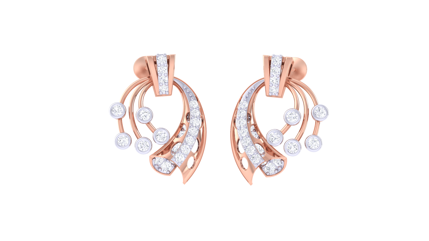 Bloom Curl Diamond Stud Earrings- 0.38 Ct