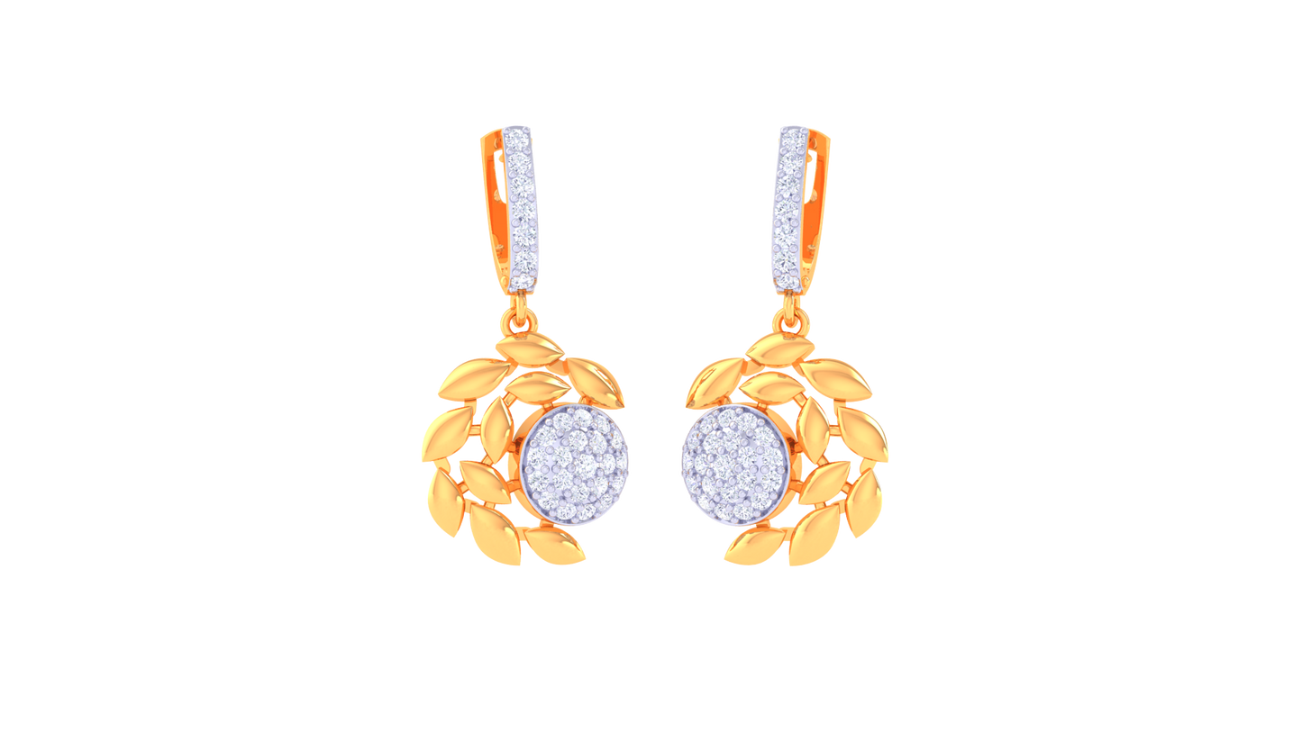 Nature's Embrace Diamond Hoop Earrings In Gold – 0.51 Ct Brilliant Cut