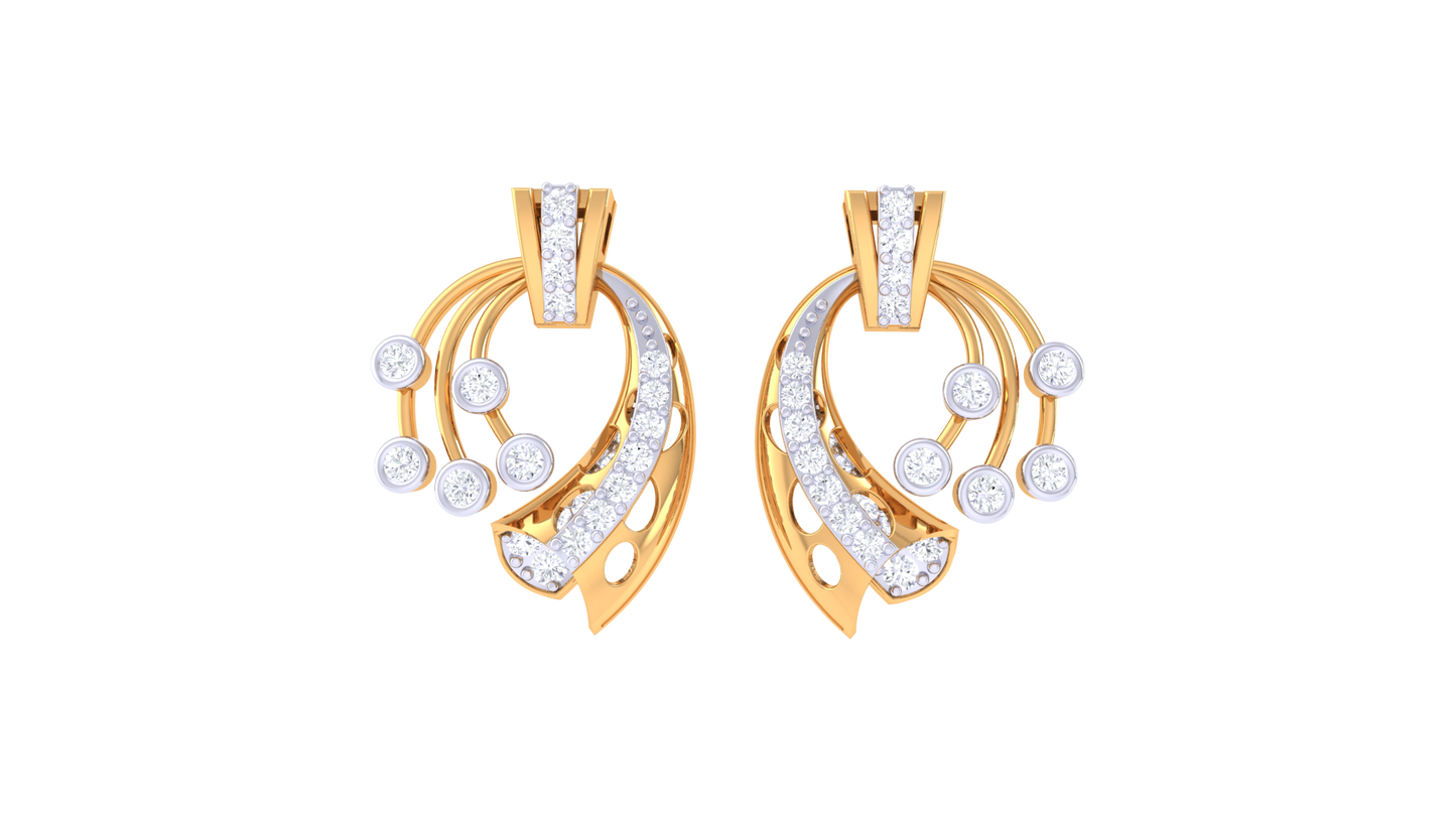 Bloom Curl Diamond Stud Earrings- 0.38 Ct