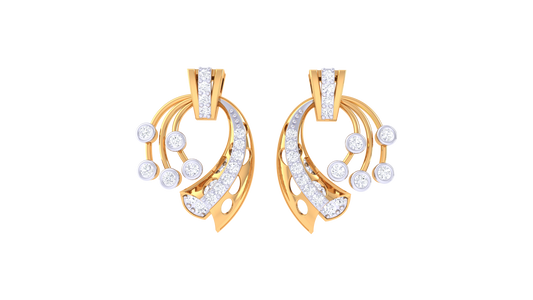 Bloom Curl Diamond Stud Earrings- 0.38 Ct