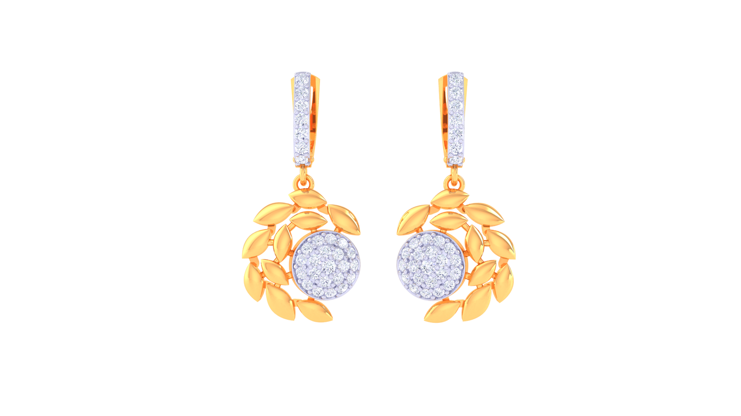 Nature's Embrace Diamond Hoop Earrings In Gold – 0.51 Ct Brilliant Cut