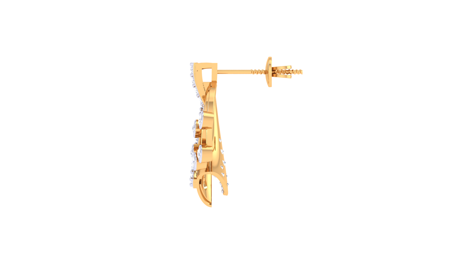 Bloom Curl Diamond Stud Earrings- 0.38 Ct