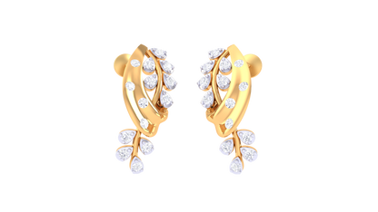 0.23 Ct - Graceful Curve Diamond Drop Earrings In Gold