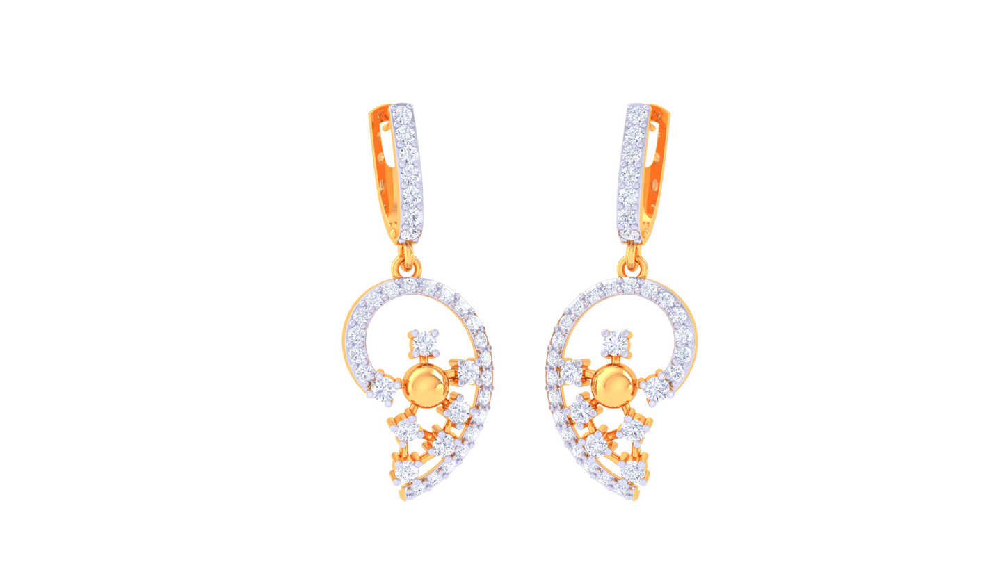 Floral Swirl Hoop Earrings In Gold – 0.67 Ct Dazzling Diamonds