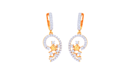 Floral Swirl Hoop Earrings In Gold – 0.67 Ct Dazzling Diamonds