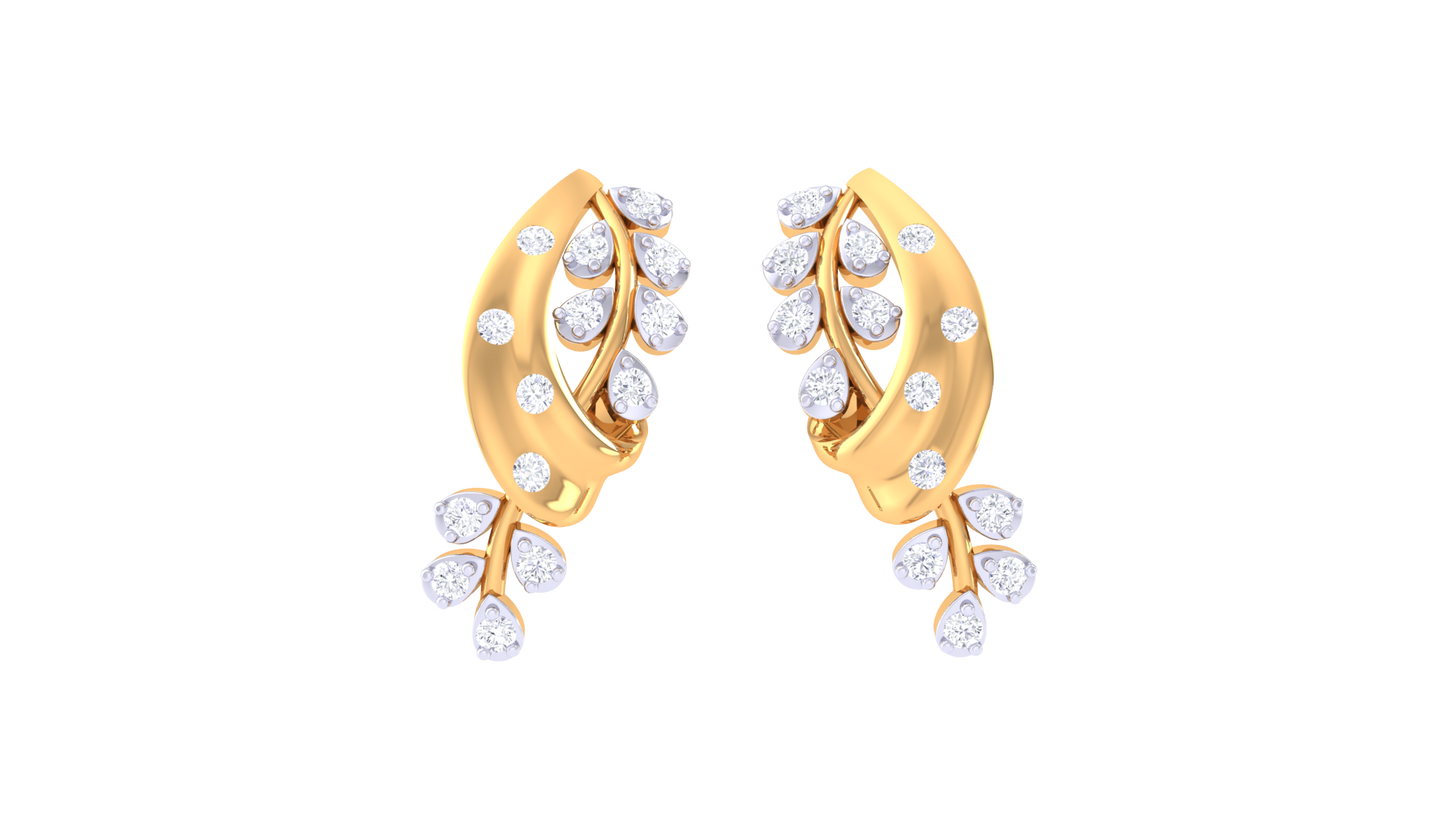0.23 Ct - Graceful Curve Diamond Drop Earrings In Gold