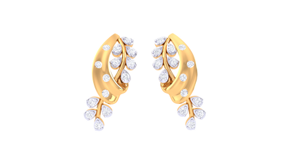 0.23 Ct - Graceful Curve Diamond Drop Earrings In Gold