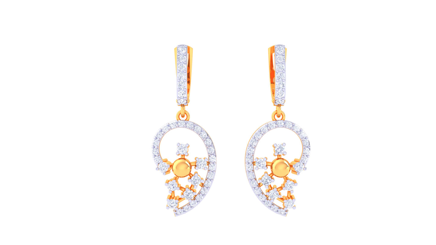 Floral Swirl Hoop Earrings In Gold – 0.67 Ct Dazzling Diamonds