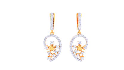 Floral Swirl Hoop Earrings In Gold – 0.67 Ct Dazzling Diamonds