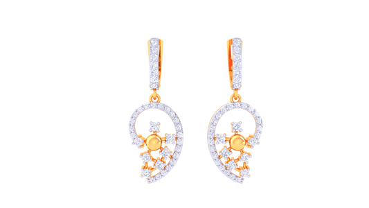 Floral Swirl Hoop Earrings In Gold – 0.67 Ct Dazzling Diamonds