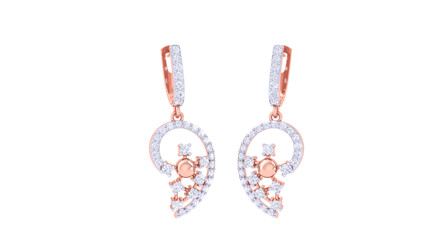 Floral Swirl Hoop Earrings In Gold – 0.67 Ct Dazzling Diamonds