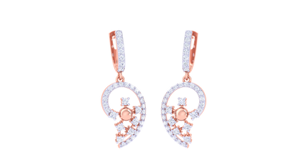 Floral Swirl Hoop Earrings In Gold – 0.67 Ct Dazzling Diamonds