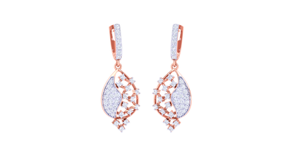 Vine Bloom Teardrop Hoop Earrings In Gold – 0.76 Ct Sparking Diamonds