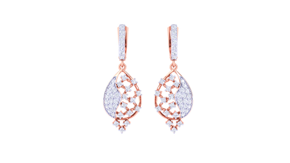 Vine Bloom Teardrop Hoop Earrings In Gold – 0.76 Ct Sparking Diamonds