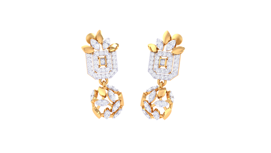 Tulip Drop Cluster Earrings In Yellow Gold - 0.69 Ct Brilliantly Cut Round Diamonds