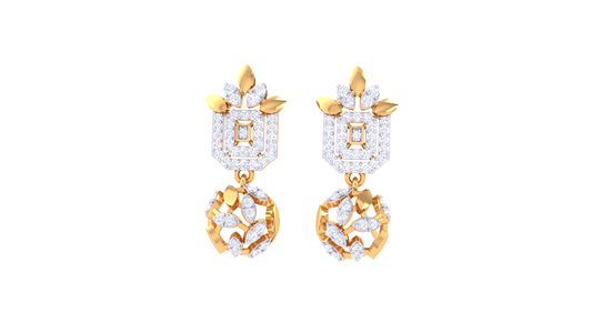 Tulip Drop Cluster Earrings In Yellow Gold - 0.69 Ct Brilliantly Cut Round Diamonds