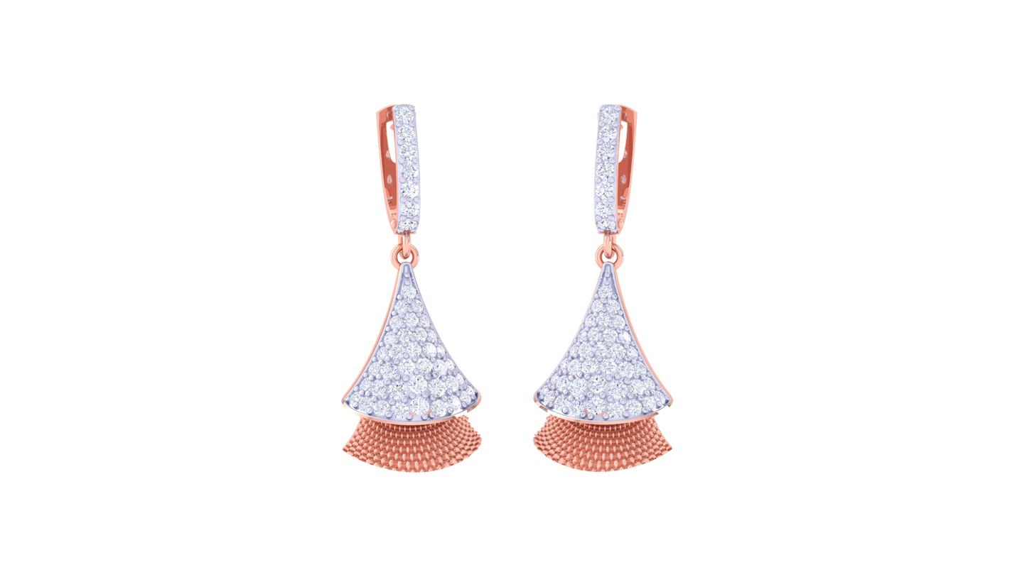 Radiant Fan-Shaped Hoop Earrings In Gold - 0.76 Ct Diamond Accents