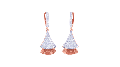 Radiant Fan-Shaped Hoop Earrings In Gold - 0.76 Ct Diamond Accents