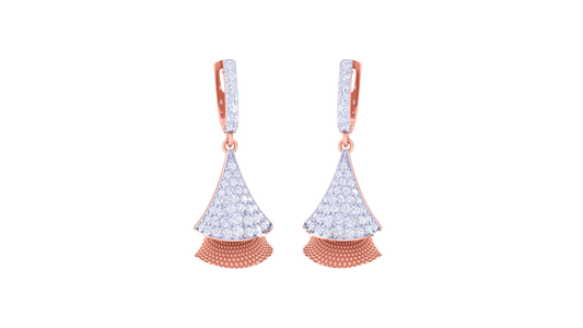 Radiant Fan-Shaped Hoop Earrings In Gold - 0.76 Ct Diamond Accents