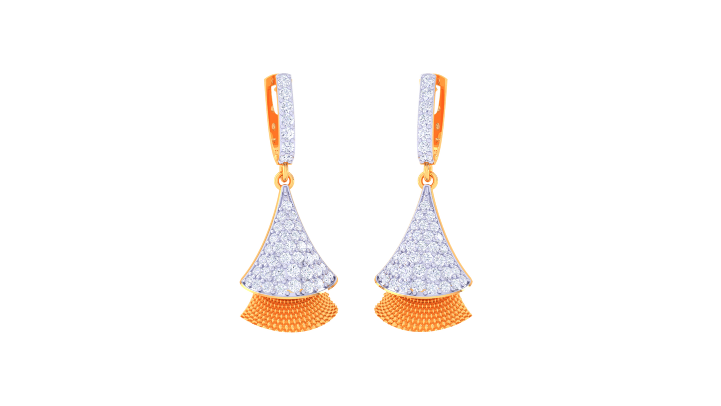 Radiant Fan-Shaped Hoop Earrings In Gold - 0.76 Ct Diamond Accents