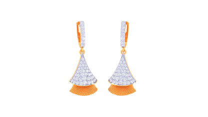 Radiant Fan-Shaped Hoop Earrings In Gold - 0.76 Ct Diamond Accents