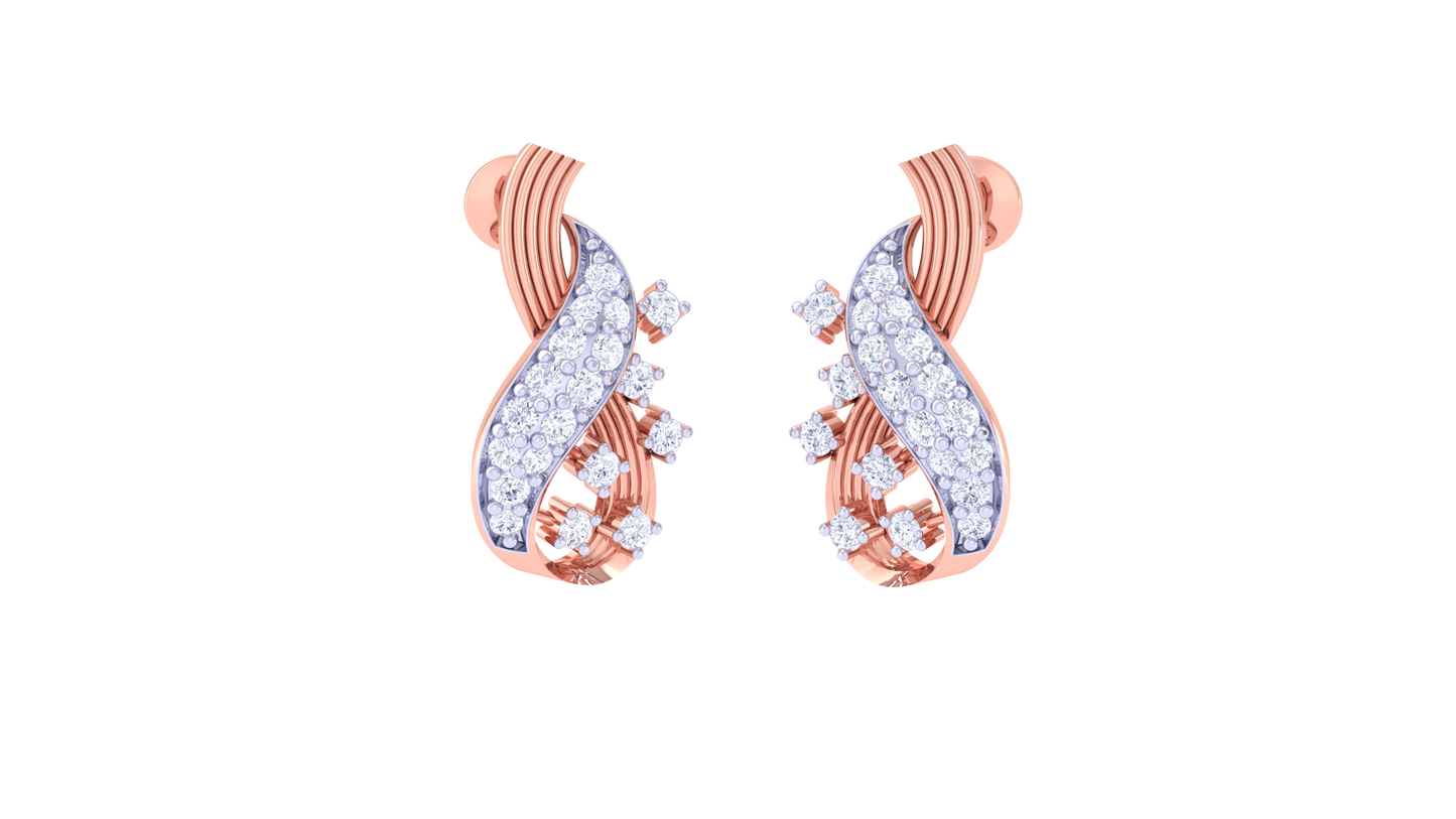 Floral Swirl Teardrop Earrings In Gold - 0.31 Ct Brilliant Diamond