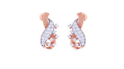 Floral Swirl Teardrop Earrings In Gold - 0.31 Ct Brilliant Diamond