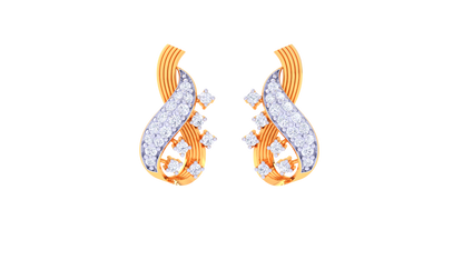 Floral Swirl Teardrop Earrings In Gold - 0.31 Ct Brilliant Diamond