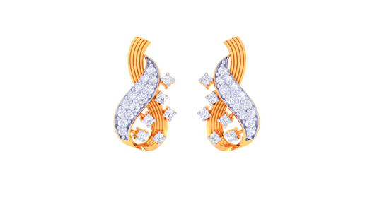 Floral Swirl Teardrop Earrings In Gold - 0.31 Ct Brilliant Diamond