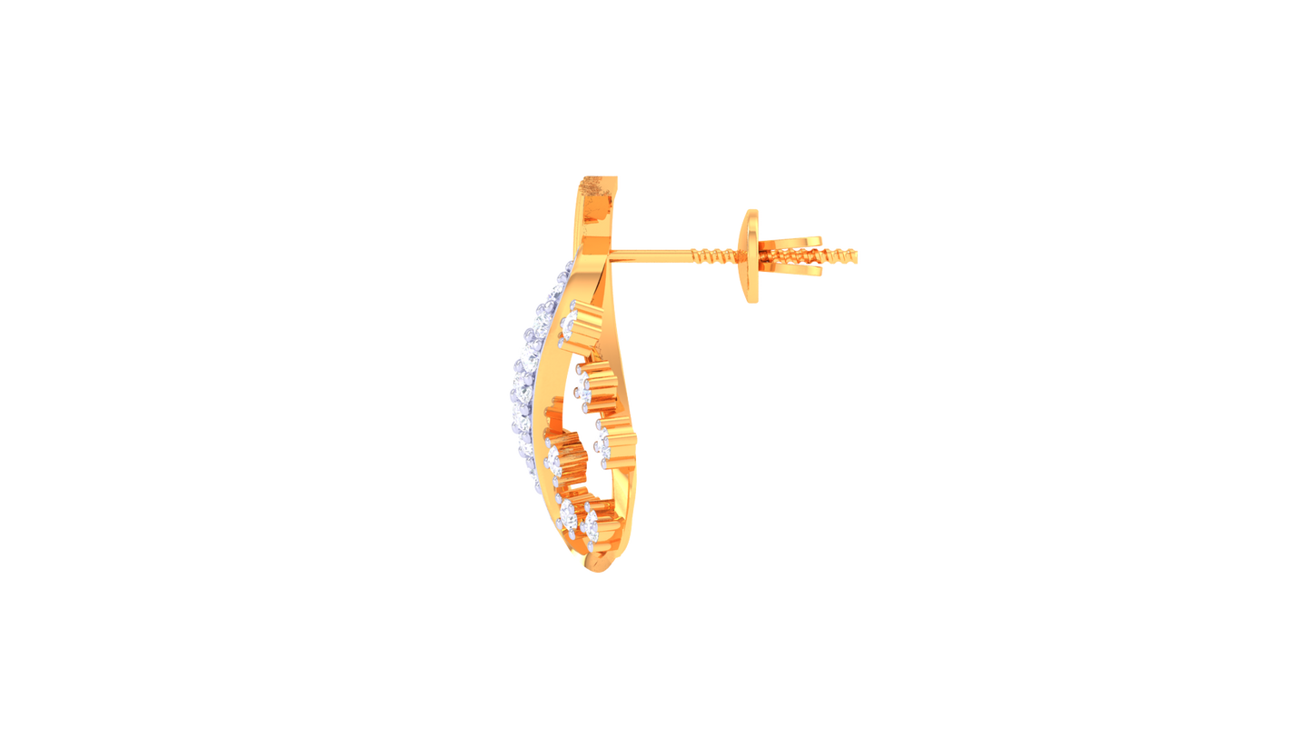 Floral Swirl Teardrop Earrings In Gold - 0.31 Ct Brilliant Diamond