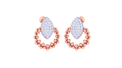 Marquise Top Beaded stud Earrings In Gold - 0.41 Ct Diamond Accents