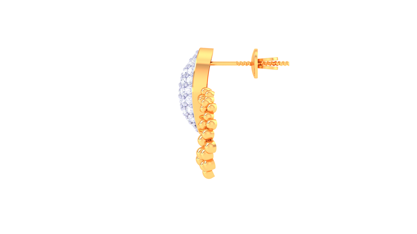 Marquise Top Beaded stud Earrings In Gold - 0.41 Ct Diamond Accents