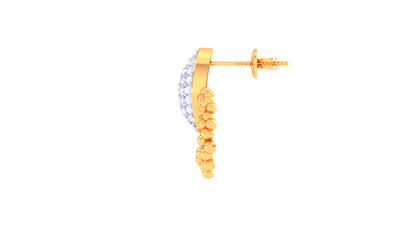 Marquise Top Beaded stud Earrings In Gold - 0.41 Ct Diamond Accents