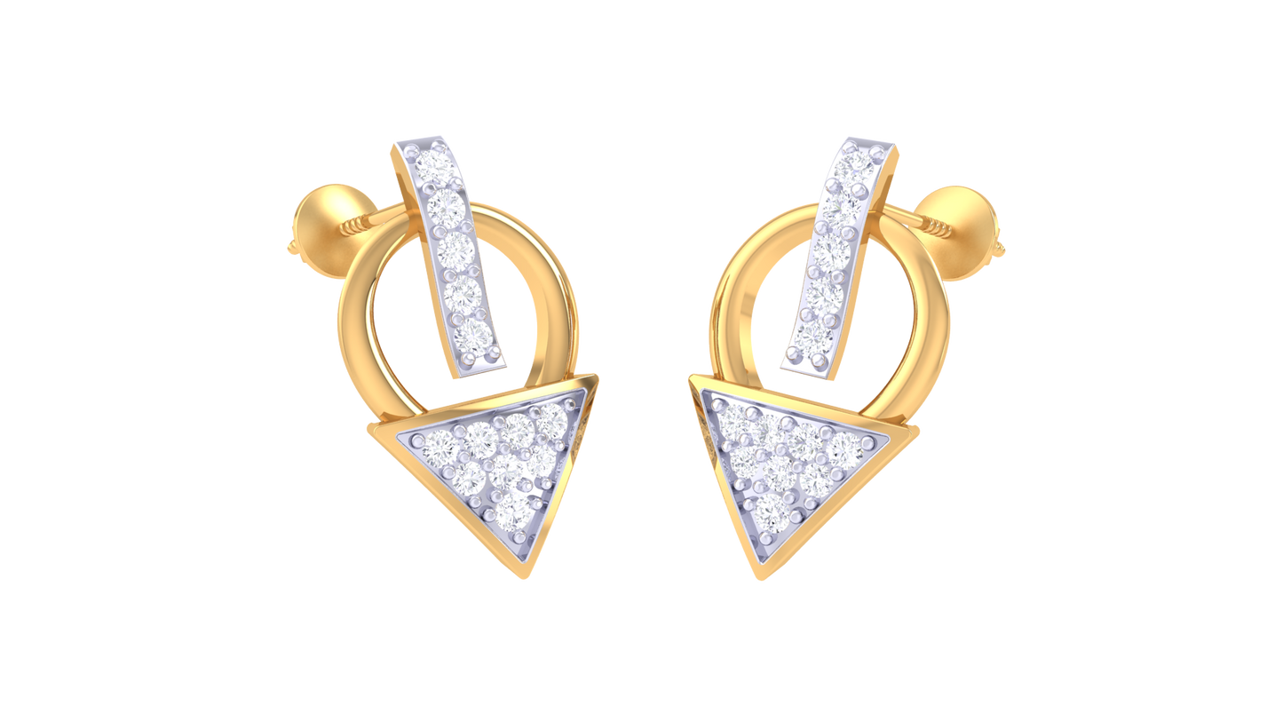 0.23 Ct - Trigon Bloom Diamond Stud Earrings In Gold