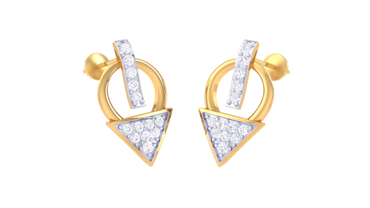 0.23 Ct - Trigon Bloom Diamond Stud Earrings In Gold