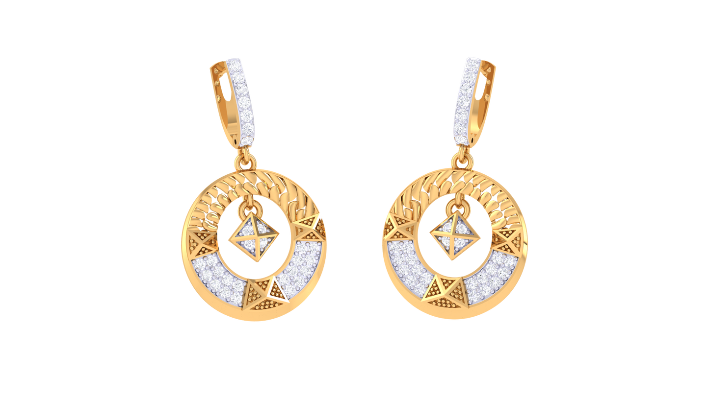 Geometric Hoop Earrings In Gold - 0.51 Ct Brilliant Diamonds