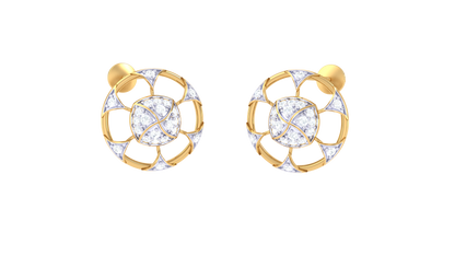 Floral Radiance Diamond Stud Earrings In Gold – 0.34 Ct
