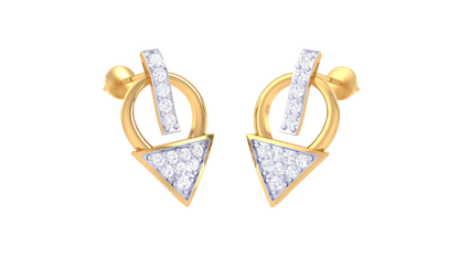 FiliGree Teardrop Stud Earrings In Yellow Gold - 0.23 Ct Round Cut Diamonds