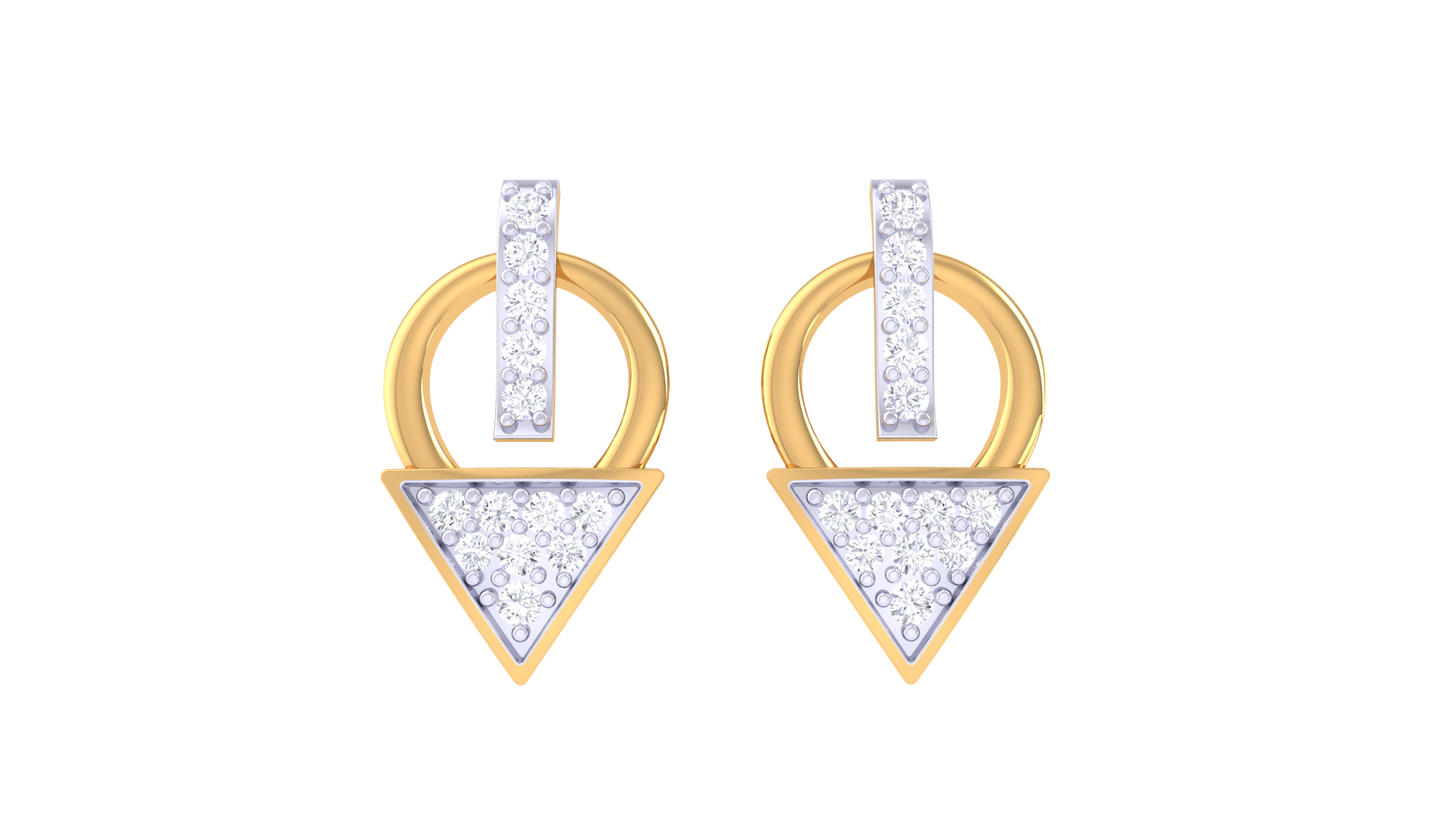 0.23 Ct - Trigon Bloom Diamond Stud Earrings In Gold