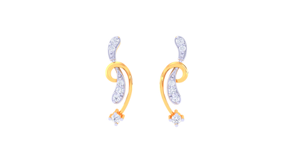 Floral Swirl Stud Earrings In Yellow Gold - 0.11 Ct Diamond Embellishments