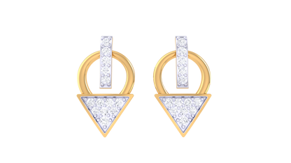 FiliGree Teardrop Stud Earrings In Yellow Gold - 0.23 Ct Round Cut Diamonds