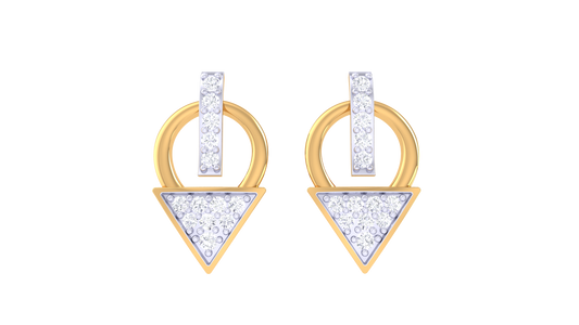 FiliGree Teardrop Stud Earrings In Yellow Gold - 0.23 Ct Round Cut Diamonds