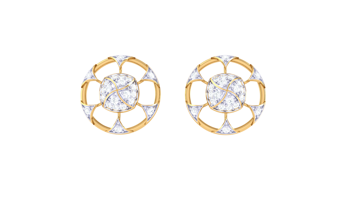 Floral Radiance Diamond Stud Earrings In Gold – 0.34 Ct