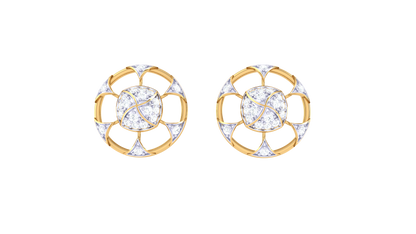 Floral Radiance Diamond Stud Earrings In Gold – 0.34 Ct