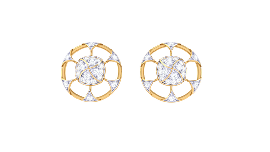 Floral Radiance Diamond Stud Earrings In Gold – 0.34 Ct